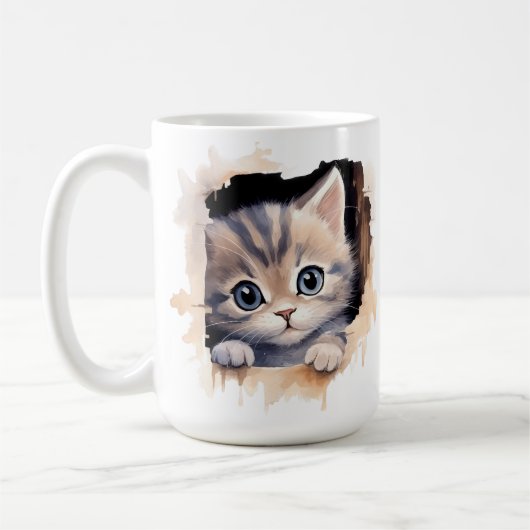 NIEDLICHER FLUFFY CALICO KITTEN-GESICHT KAFFEETASSE (Links)