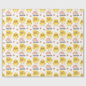 Niedlicher Fluffy Chick Yellow Kindergeburtstag Geschenkpapier (Flach)