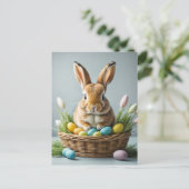 Niedlicher Fluffy festlicher Osterhase Postkarte (Stehend Vorderseite)