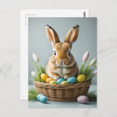 Niedlicher Fluffy festlicher Osterhase Postkarte (Vorne/Hinten)