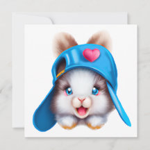 Niedlicher Fluffy Hiphop Baby Bunny mit einem Blue