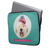 Niedlicher Fluffy Hund mit Katze, Name Laptopschutzhülle (Vorderseite Links)