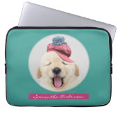 Niedlicher Fluffy Hund mit Katze, Name Laptopschutzhülle (Vorderseite)