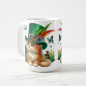 NIEDLICHER FLÜFFY KITTEN IM IRISCHEN HAT KAFFEETASSE (Vorderseite Links)
