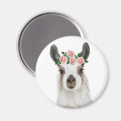 Niedlicher Fluffy Llama mit Rose Blume Kronleuchte Magnet (Vorderseite/Rückseite)
