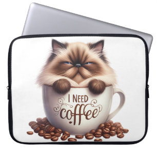 NIEDLICHER FLUFFY PERSIAN KITTEN IN KAFFEE CUP LAPTOPSCHUTZHÜLLE