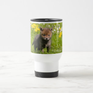 Niedlicher Fluffy Red Fox Cub Wild Baby Animal The Reisebecher