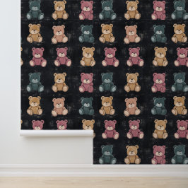 Niedlicher Fluffy sitzender Teddybären-Khalk Zeich Tapete