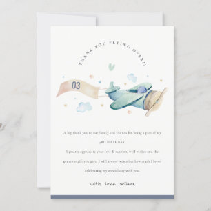 Niedlicher Flug über das Flugzeug Wolkenkratzer Bl Dankeskarte