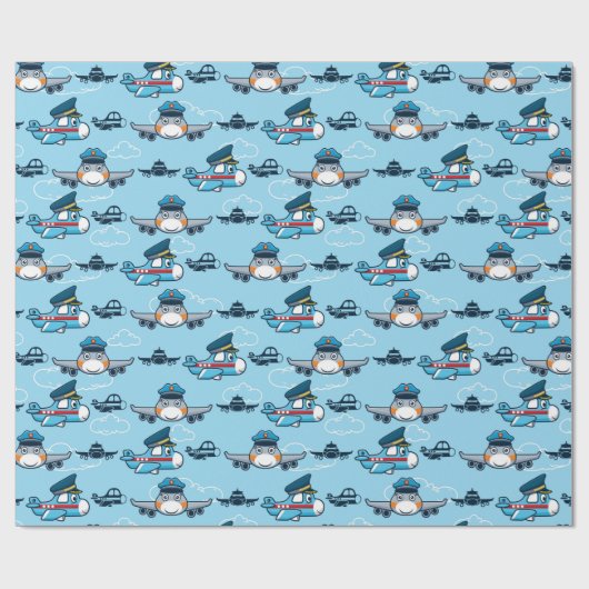 Niedlicher Flugzeugpilot Geschenkpapier (Flach)