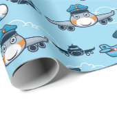 Niedlicher Flugzeugpilot Geschenkpapier (Rolleneckpunkt)