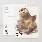 Niedlicher Fluss Otter, Tier und Tracks, Natur Postkarte (Vorne/Hinten)