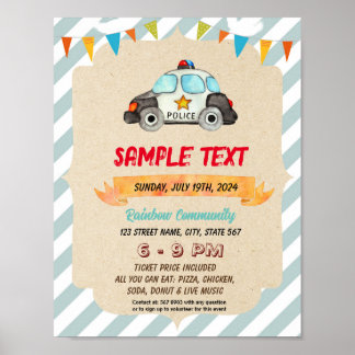 Niedlicher Flyer zum Thema Polizei Poster