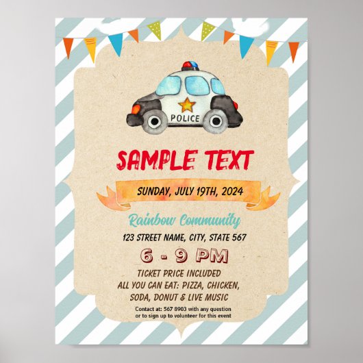 Niedlicher Flyer zum Thema Polizei Poster (Vorne)