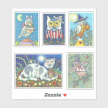 NIEDLICHER FOLK ART WHIMSICAL URLAUB OWL STICKERS