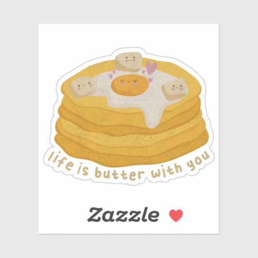 Niedlicher Food Puff: Das Leben ist Butter mit dir Aufkleber (Blatt)