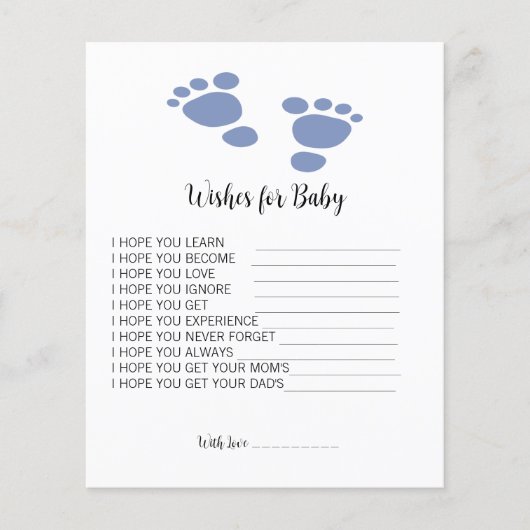 Niedlicher Footprint Baby Dusche Wünsche für Babyb (Vorderseite)