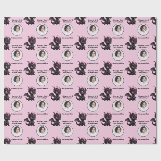 Niedlicher Foto-Text für den Chibi-Drachen Geschenkpapier (Flach)