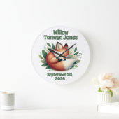 Niedlicher Fox Asleep in Blätter Kinderzimmer Große Wanduhr (Zuhause)