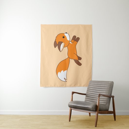Niedlicher Fox auf Creme Wandteppich (Beispiel)