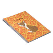 Niedlicher Fox auf orange gemustertem Hintergrund Notizblock (Rechte Seite)