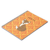 Niedlicher Fox auf orange gemustertem Hintergrund Notizblock (Linke Seite)