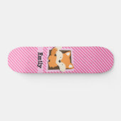 Niedlicher Fox auf rosa und weiße Streifen Skateboard (Horizontal)
