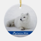Niedlicher Fox aus der Arktis in Schnee Keramik Or Keramik Ornament (Vorne)