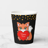 Niedlicher Fox & Golden Confetti auf schwarz Pappbecher (Vorderseite)