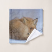 Niedlicher Fox hat das Foto im Winter aufgerissen Badhandtuch Set (Waschlappen)
