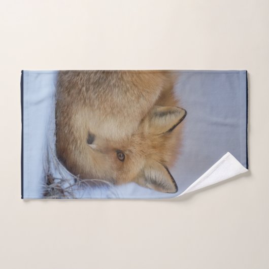 Niedlicher Fox hat das Foto im Winter aufgerissen Badhandtuch Set (Handtuch)