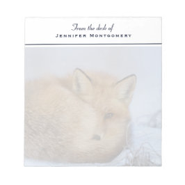 Niedlicher Fox hat das Foto im Winter aufgerissen Notizblock