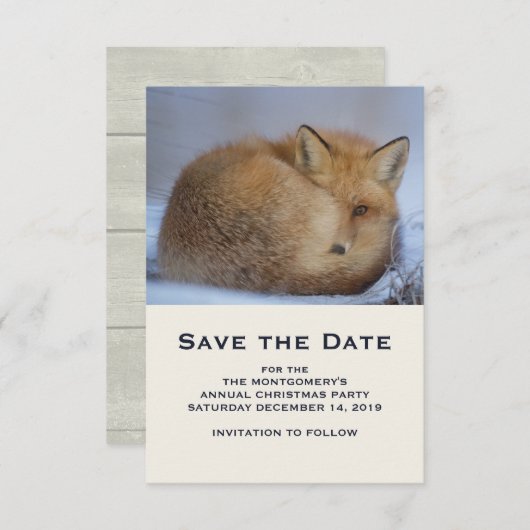 Niedlicher Fox hat das Foto im Winter aufgerissen Save The Date (Vorne/Hinten)