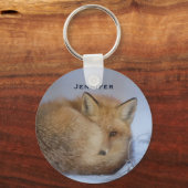 Niedlicher Fox hat das Foto im Winter aufgerissen Schlüsselanhänger (Vorderseite)
