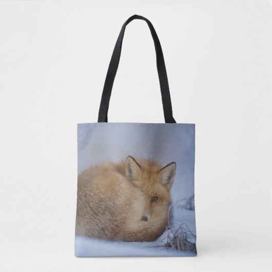 Niedlicher Fox hat das Foto im Winter aufgerissen Tasche (Vorderseite)