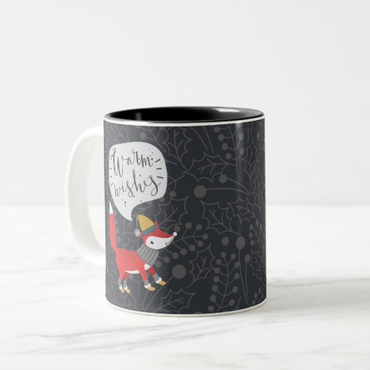 Niedlicher Fox Illustriert Fox Art Niedlich Fox P Zweifarbige Tasse (Vorderseite Links)