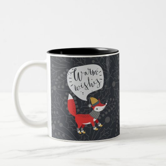 Niedlicher Fox Illustriert Fox Art Niedlich Fox P Zweifarbige Tasse (Links)