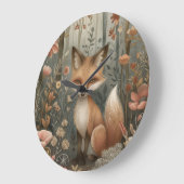 Niedlicher Fox im Wald Große Wanduhr (Winkel)