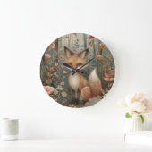 Niedlicher Fox im Wald Große Wanduhr (Zuhause)