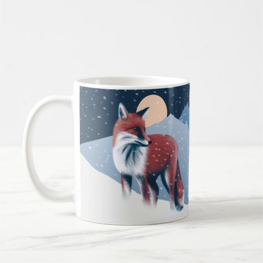 Niedlicher Fox in der Winterschneeillustration Kaffeetasse (Links)