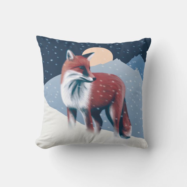 Niedlicher Fox in der Winterschneeillustration Kissen (Vorderseite)