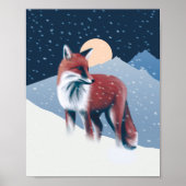 Niedlicher Fox in der Winterschneeillustration Poster (Vorne)