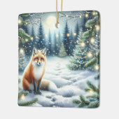 Niedlicher Fox in einem verzauberten Waldweihnacht Keramikornament (Links)