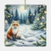 Niedlicher Fox in einem verzauberten Waldweihnacht Keramikornament (Rückseite)