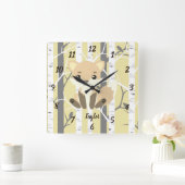 Niedlicher Fox in einer Waldlandschaft Quadratische Wanduhr (Zuhause)