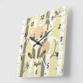 Niedlicher Fox in einer Waldlandschaft Quadratische Wanduhr (Winkel)