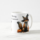 Niedlicher Fox in Hexenhut Halloween Kaffeetasse (VorderseiteRechts)