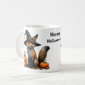 Niedlicher Fox in Hexenhut Halloween Kaffeetasse (Vorderseite Links)