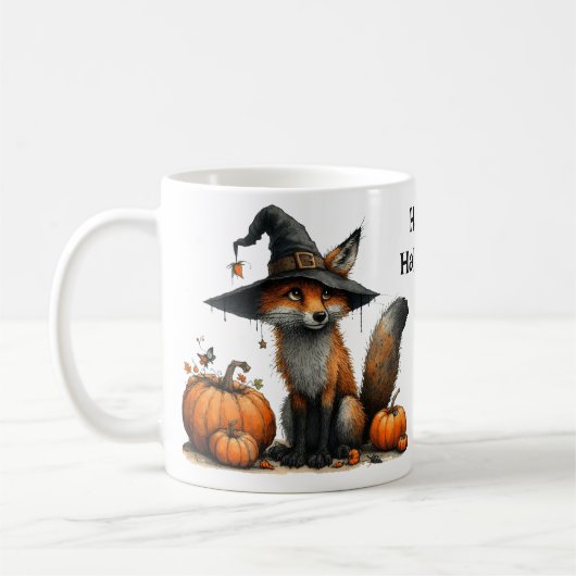 Niedlicher Fox in Hexenhut Halloween Kaffeetasse (Links)