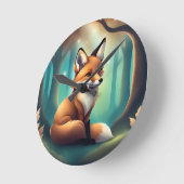 Niedlicher Fox-Kinderzimmer Runde Wanduhr (Winkel)
